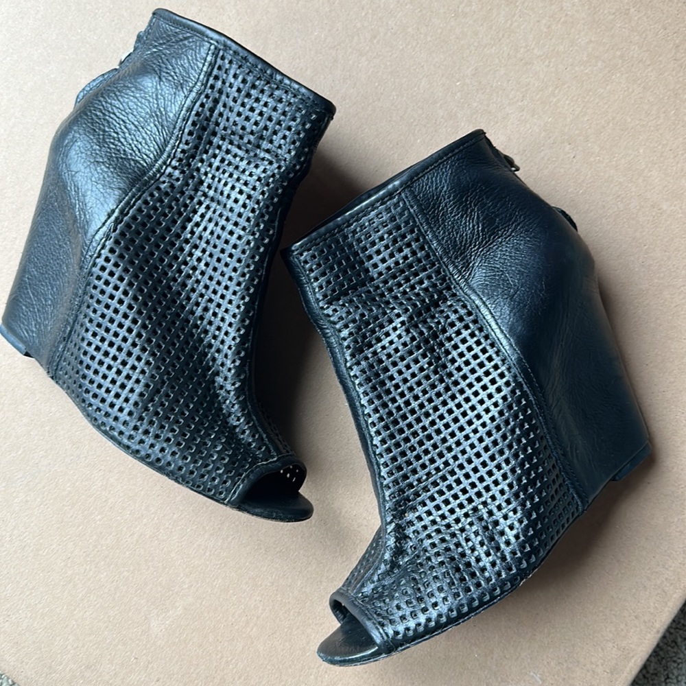 Black Wedge Booties